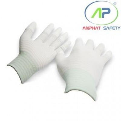 Găng chống tĩnh điện phủ PU đầu ngón (Màu trắng) M